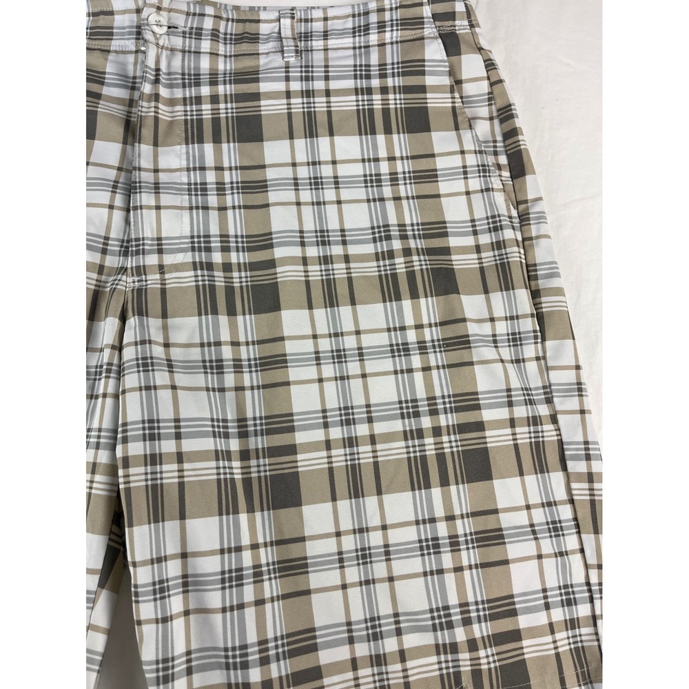 Ben‎ Hogan Mens Plaid Golf Shorts Performance Stretch Casual Beige White